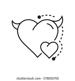 Line icon Style Heart Devil Color