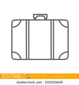 Line icon suitcase, isolated on white. Editable line sketch icon. Stock vector illustration.