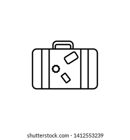 Line icon suitcase, isolated on white