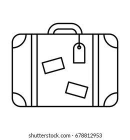 Line icon suitcase, isolated on white