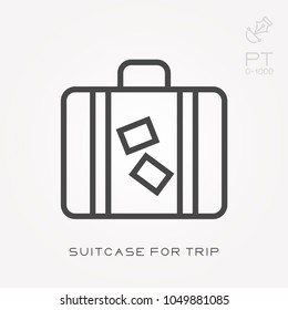 Line icon suitcase for trip