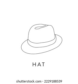 Line icon summer hat vector illustration floppy hat, harvest or field hat outline drawing silhouette of sun hat hand drawing symbol vector 