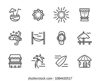 Line icon summer vacations