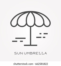 Line icon sun umbrella