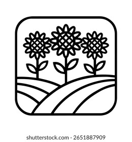 Vector del campo del girasol del icono de línea sobre fondo blanco
Icono de Vector sobre fondo blanco