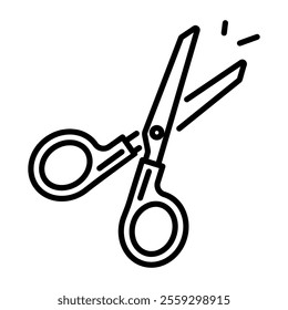 A line icon of surgical scissors 