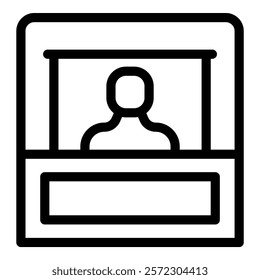 Line icon of a suspect standing behind an evidence board