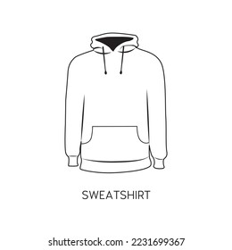 Icono de línea sudadera ilustración vector contorno encapuchado masculino dibujo silueta mano dibujando unisex símbolo de sudor de sudor de los hombres vector 