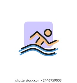 Line icon of swimming man. Swimming pool, swimming competition, beach. Sport concept. Can be used for topics like sport games, summer resort, leisure