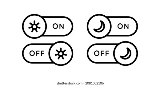 Line Icon Switches Day-Night Mode In Simple Style. Light Dark mode for mobile app development. Vector sign in a simple style isolated on a white background. Original size 64x64 pixels. Set of vector