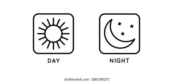 Line Icon Switches Day-Night Mode In Simple Style. Light Dark mode for mobile app development. Vector sign in a simple style isolated on a white background. Original size 64x64 pixels.