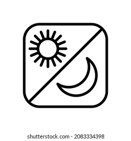 Line Icon Switches Day-Night Mode In Simple Style. Light Dark mode for mobile app development. Vector sign in a simple style isolated on a white background. Original size 64x64 pixels.