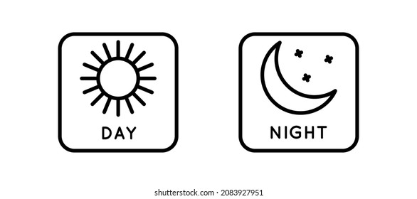 Line Icon Switches Day-Night Mode In Simple Style. Light Dark mode for mobile app development. Vector sign in a simple style isolated on a white background. Original size 64x64 pixels.