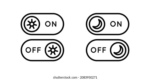 Line Icon Switches Day-Night Mode In Simple Style. Light Dark mode for mobile app development. Vector sign in a simple style isolated on a white background. Original size 64x64 pixels. Set of vector