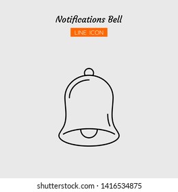 line icon symbol, application online shopping store marketplace concept, notifications bell, Isolated flat outline vector design