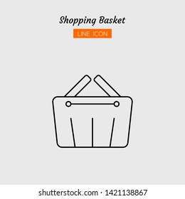 line icon symbol, application online shopping store marketplace concept, basket, Isolated flat outline vector design