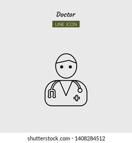 line icon symbol, career avatar concept, doctor, character, Isolated flat outline vector design