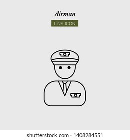 line icon symbol, career avatar concept, pilot, airman, captain, character, Isolated flat outline vector design 