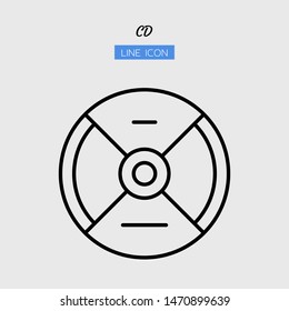 line icon symbol, disc concept, digital multimedia, technology equipment, cd-rom, dvd, Isolated flat outline vector design