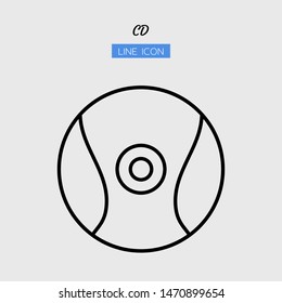 line icon symbol, disc concept, digital multimedia, technology equipment, cd-rom, dvd, Isolated flat outline vector design