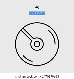 line icon symbol, disc concept, digital multimedia, technology equipment, cd-rom, dvd, Isolated flat outline vector design