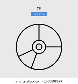 line icon symbol, disc concept, digital multimedia, technology equipment, cd-rom, dvd, Isolated flat outline vector design