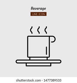 line icon symbol, drink beverage concept, cup, cafe, hot, coffee, tea, Isolated flat outline vector design 