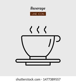 line icon symbol, drink beverage concept, cup, cafe, hot, coffee, tea, Isolated flat outline vector design 