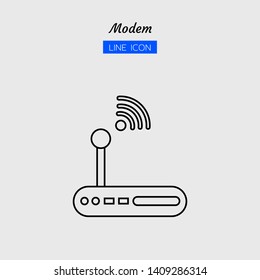 line icon symbol, electronic technology equipment concept, modem, Isolated flat outline vector design 