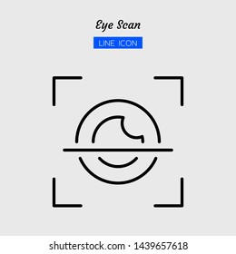 line icon symbol, eye scan concept, digital technology, security, identity, scanner, Isolated flat outline vector design