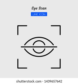 line icon symbol, eye scan concept, digital technology, security, identity, scanner, Isolated flat outline vector design