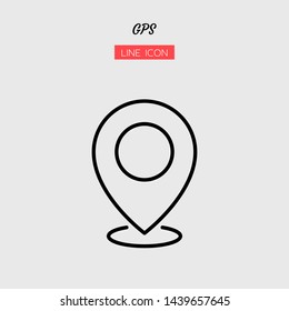 line icon symbol, GPS concept, travel, location, destination, Isolated flat outline vector design