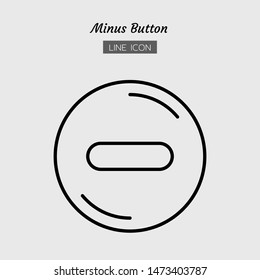line icon symbol, minus button concept, maths sign, calculate, Isolated flat outline vector design 