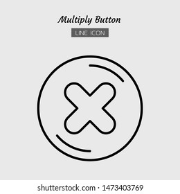 line icon symbol, multiply button concept, maths sign, calculate, Isolated flat outline vector design 