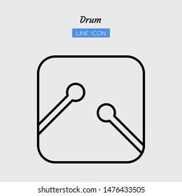 line icon symbol, music equipment in square concept, Isolated flat drumstick outline vector design