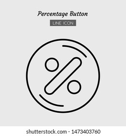 line icon symbol, percentage button concept, maths sign, calculate, Isolated flat outline vector design 