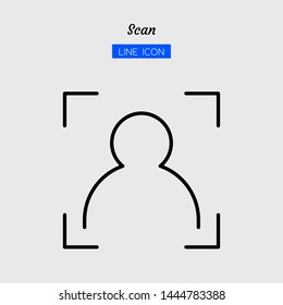 line icon symbol, scan concept, digital technology, security, identity, scanner, Isolated flat outline vector design