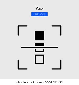 line icon symbol, scan process concept, digital technology, security, identity, scanner, Isolated flat outline vector design