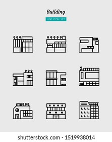 line icon symbol set, architecture building concept, office, property, apartment, residential, Isolated flat outline vector design