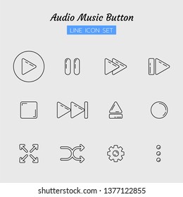 line icon symbol set, audio video music control buttons concept, digital multimedia, play, pause, stop and more, Isolated flat outline vector design