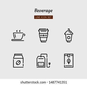 line icon symbol set, drink beverage concept, cafe, coffee, tea, Isolated flat outline vector design