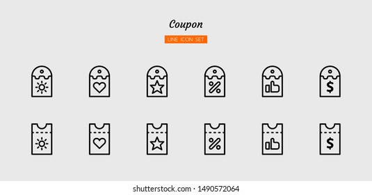 line icon symbol set, online shopping concept, coupon, discount, promotion, Isolated flat outline vector design