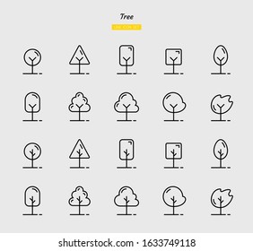 line icon symbol set, tree concept, nature, environment, eco, Isolated flat outline vector design