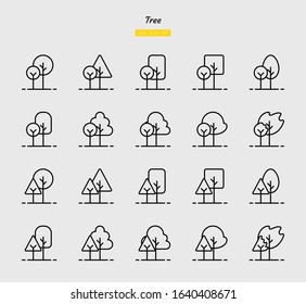 line icon symbol set, tree concept, nature, environment, eco, Isolated flat outline vector design