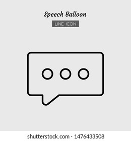 line icon symbol, speech balloon concept, rectangle, Isolated flat outline vector design 