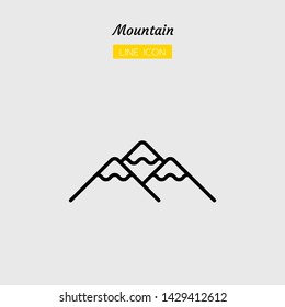 line icon symbol, three mountain concept, hilltop, nature, Isolated flat outline vector design 
