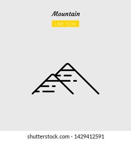 line icon symbol, two summer mountain concept, hilltop, nature, Isolated flat outline vector design 