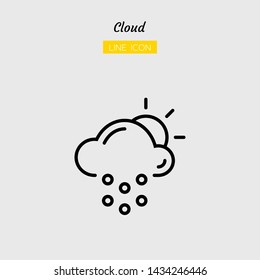 line icon symbol, weather forecast concept, daytime, climate, cloud, sun, snow, winter, Isolated flat outline vector design