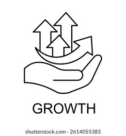 Line icon symbolizing growth, progress, and upward development. Ideal for use in business presentations, startup pitch decks, financial reports, career growth illustrations, strategy planning visuals
