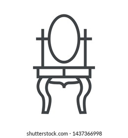Line icon table with mirror. Simple vector illustration with ability to change.